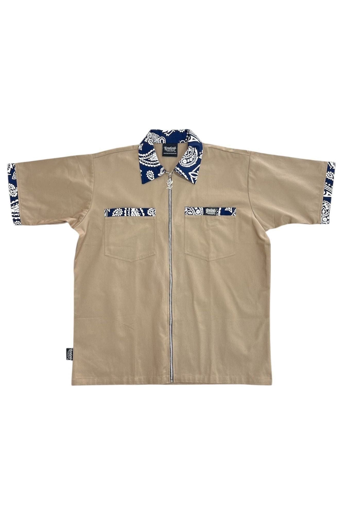 LOWRIDING KHAKI NAVY BLUE BANDANA