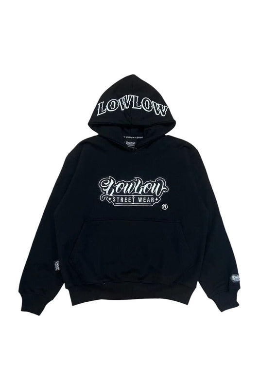 THE STAMP BLACK HOODIE - LOWLOW STREETWEAR