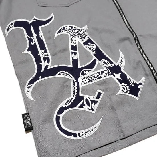 LA STANDARD ZIP SHIRT – GREY / BLUE - LOWLOW STREETWEAR