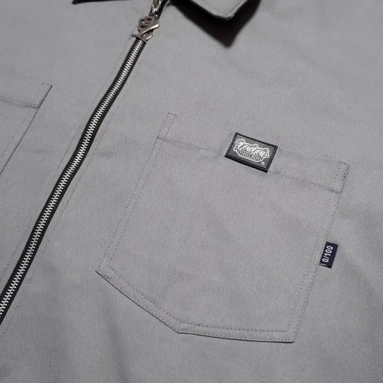 LA STANDARD ZIP SHIRT – GREY / BLUE - LOWLOW STREETWEAR
