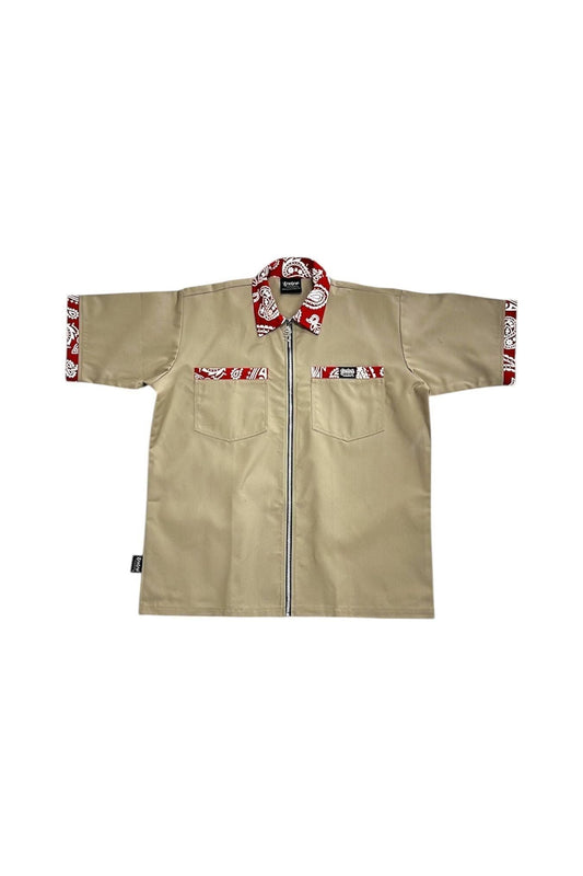 LOWRIDING KHAKI RED BANDANA - LOWLOW STREETWEAR