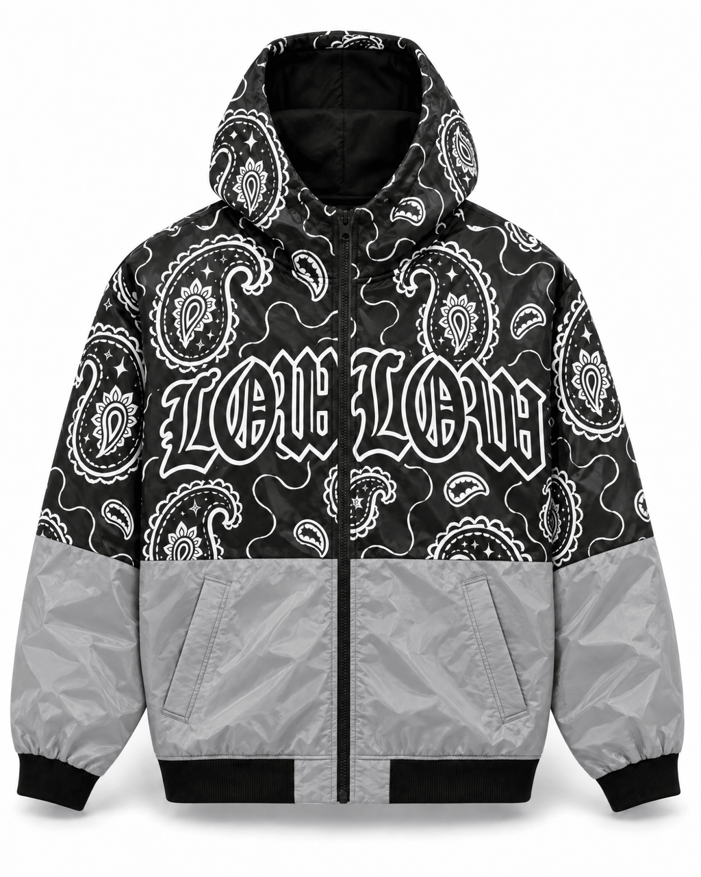 RAG BLOCK ZIP HOODIE – BLACKOUT - LOWLOW STREETWEAR