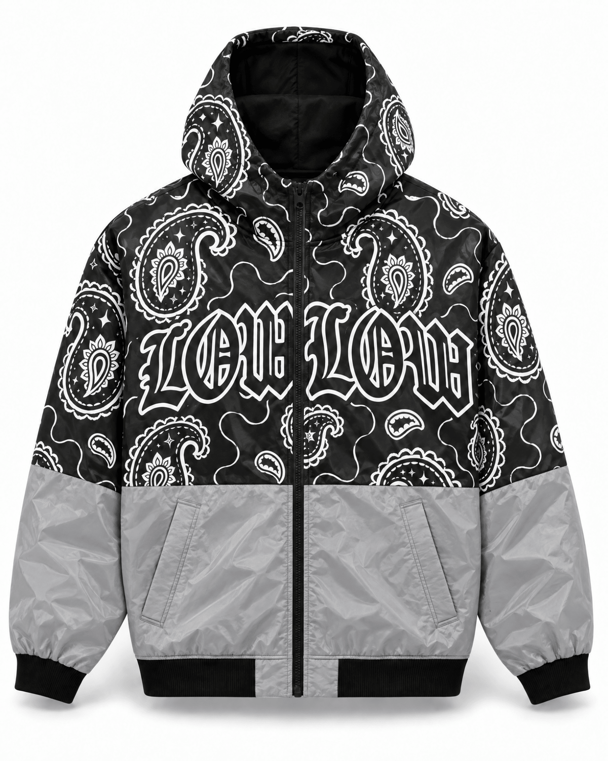 RAG BLOCK ZIP HOODIE – BLACKOUT - LOWLOW STREETWEAR