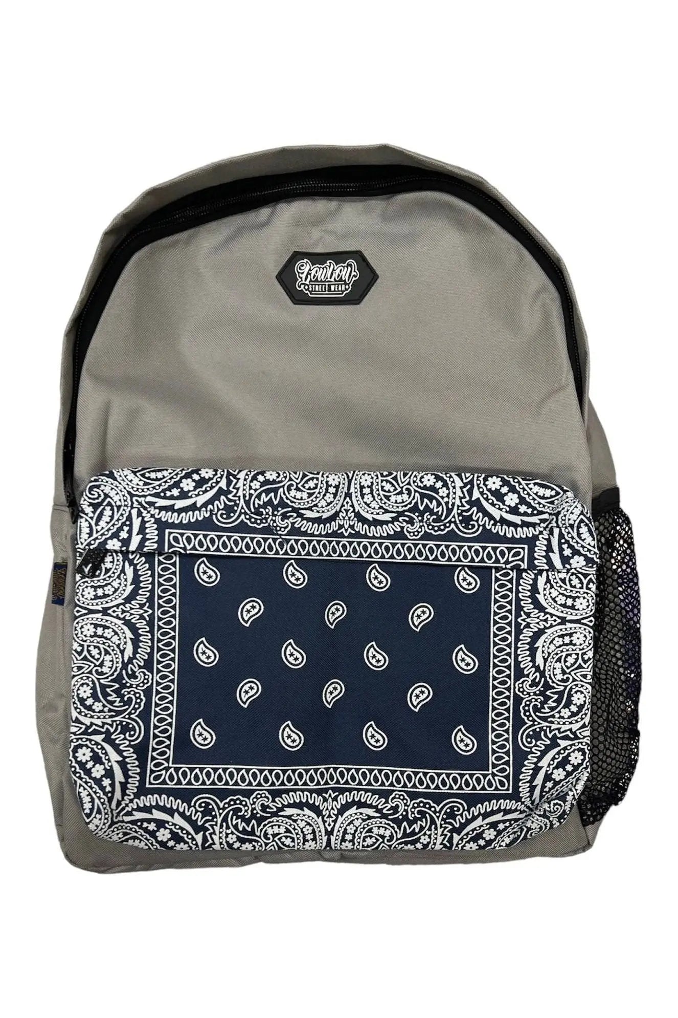 SPECIAL EDITION GRAY & NAVY BLUE BANDANA BACKPACK - LOWLOW STREETWEAR