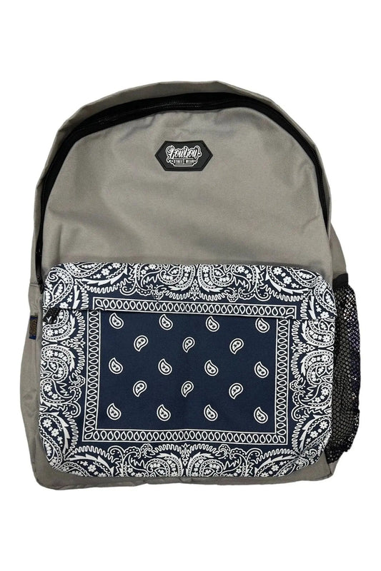 SPECIAL EDITION GRAY & NAVY BLUE BANDANA BACKPACK - LOWLOW STREETWEAR